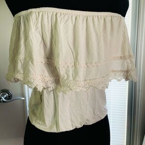 Hollister Lighu Cream Off-Shoulder Lace Top